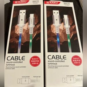 2X Type C sound controlled light up charging cords 3ft each